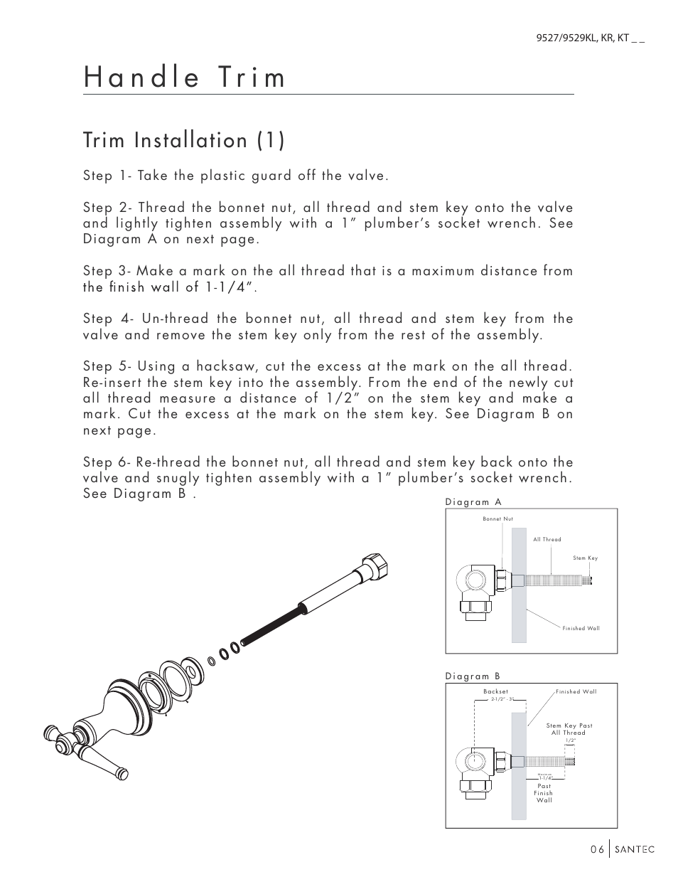 Trim installation (1) | Santec 9529KT-TM User Manual | Page 6 / 8