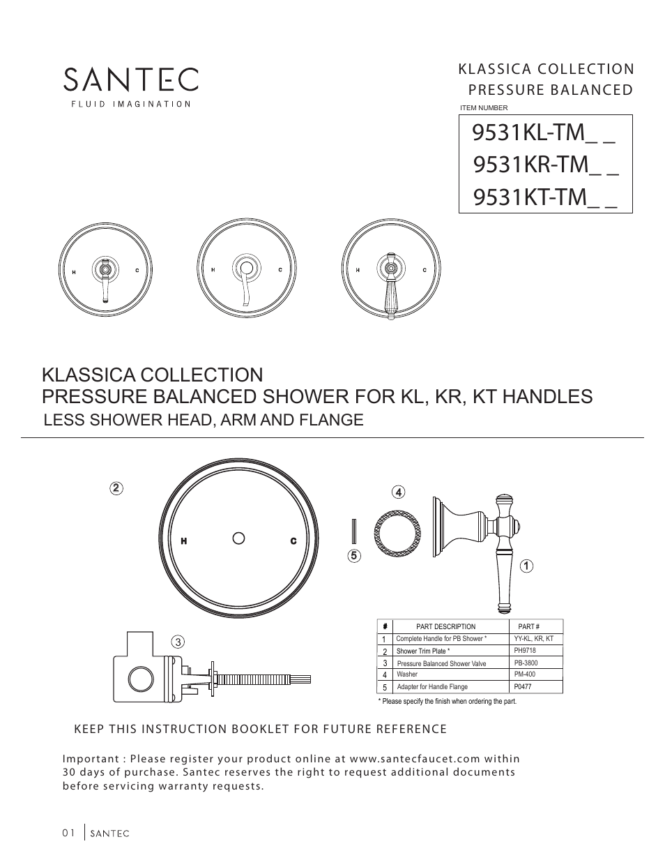 Santec 9531KT-TM User Manual | 6 pages
