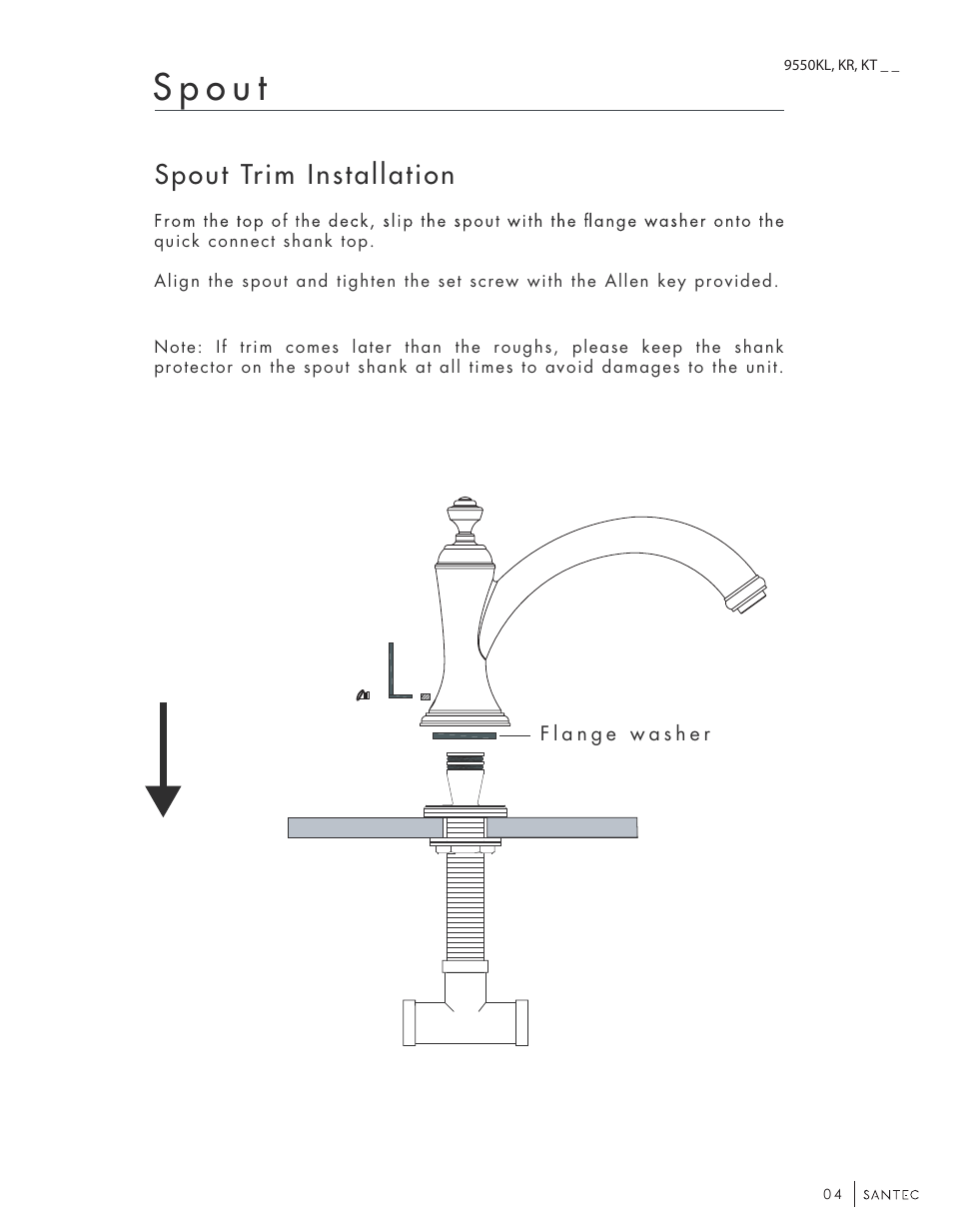 Spout trim installation | Santec 9550KT-TM User Manual | Page 4 / 8