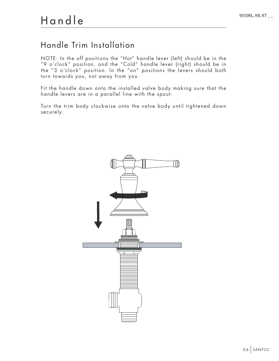 Handle trim installation | Santec 9550KT-TM User Manual | Page 6 / 8