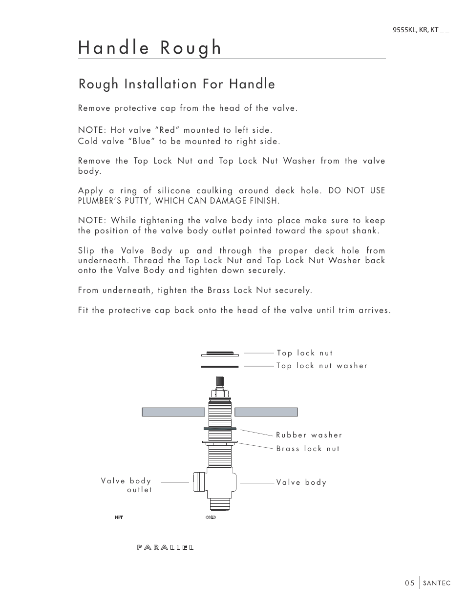 Rough installation for handle | Santec 9555KT-TM User Manual | Page 5 / 12