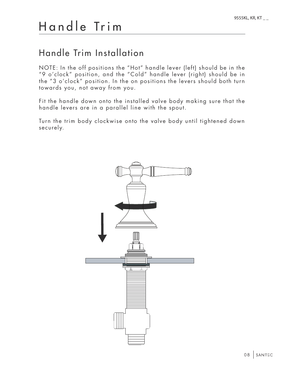 Handle trim installation | Santec 9555KT-TM User Manual | Page 8 / 12