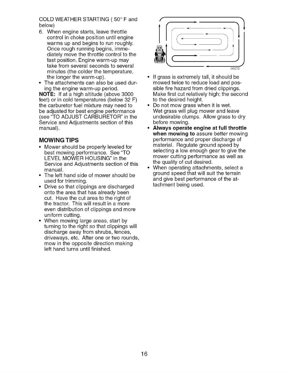 Mowing tips | Craftsman 917.275370 User Manual | Page 16 / 56