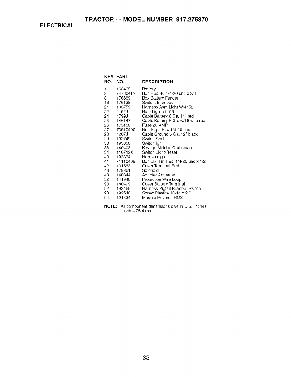 Electrical | Craftsman 917.275370 User Manual | Page 33 / 56