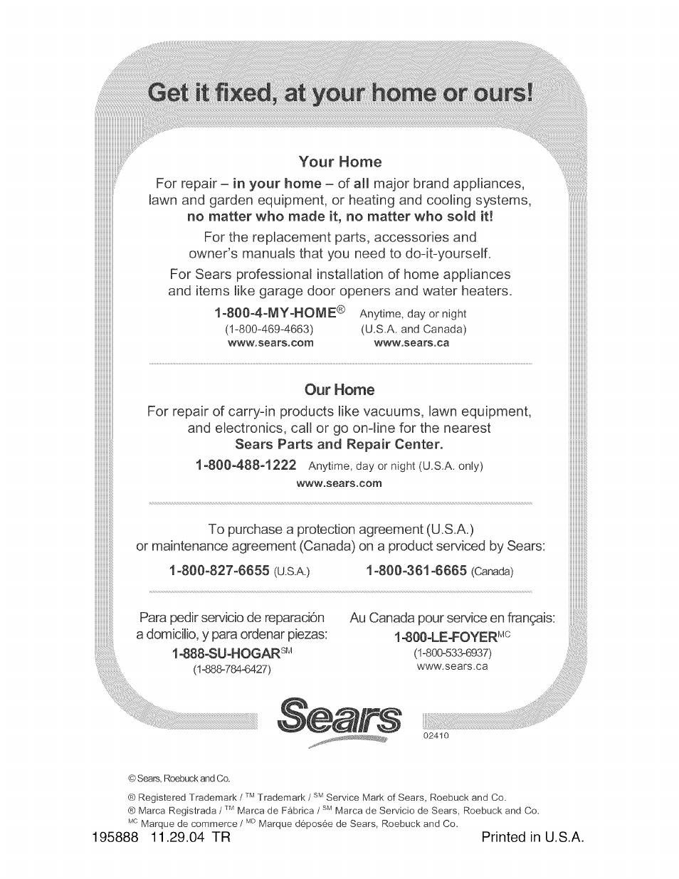 Set :1 fixed | Craftsman 917.275370 User Manual | Page 56 / 56