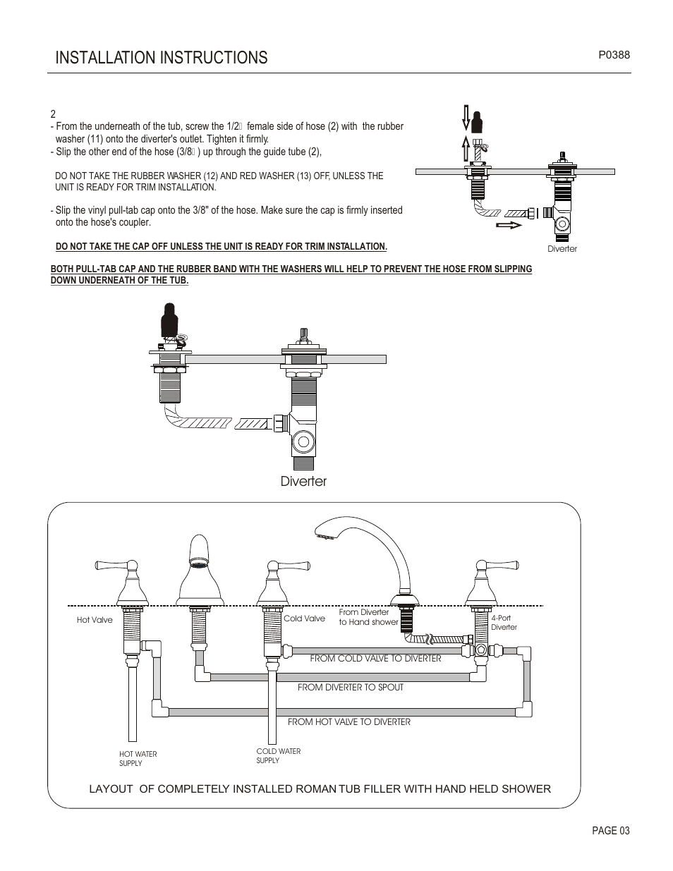 Installation instructions, Diverter | Santec P0388 User Manual | Page 3 / 4