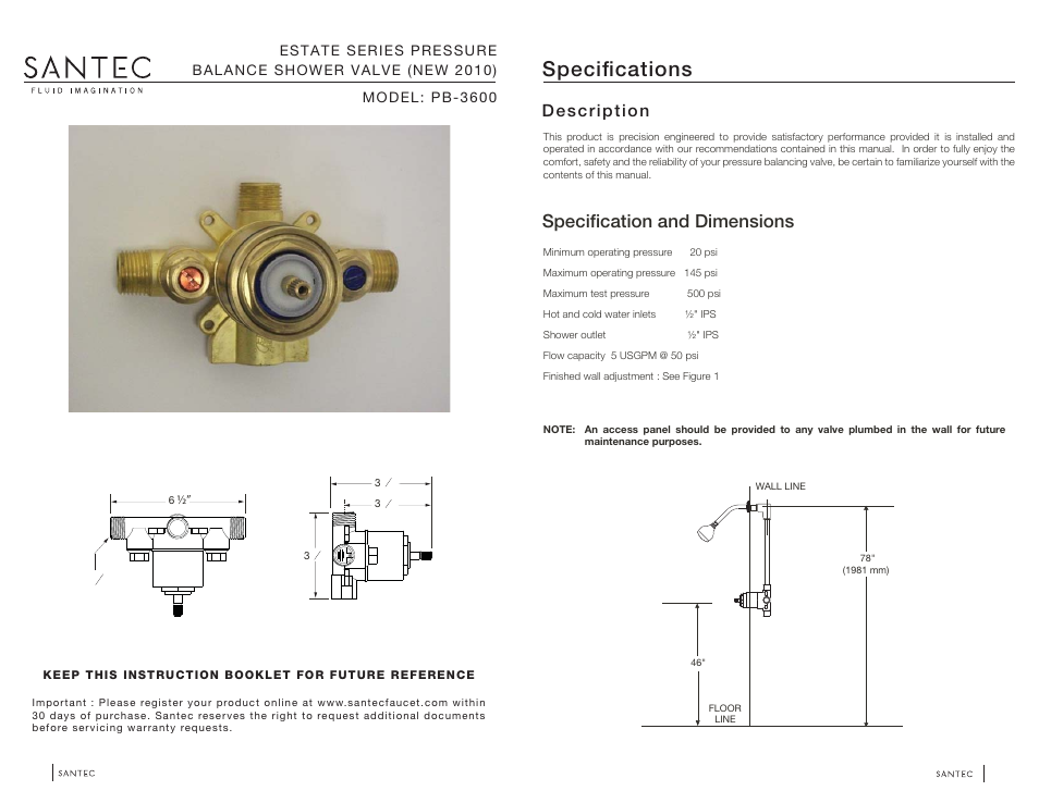 Santec PB-3600 User Manual | 4 pages