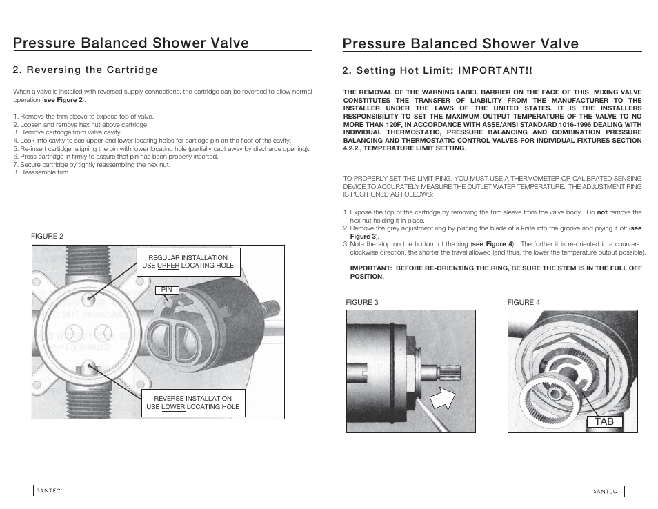 Pb-3750 3, Pressure balanced shower valve | Santec PB-3750 User Manual | Page 3 / 4