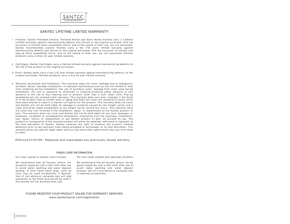 Pb-3750 4, Santec lifetime limited warranty | Santec PB-3750 User Manual | Page 4 / 4