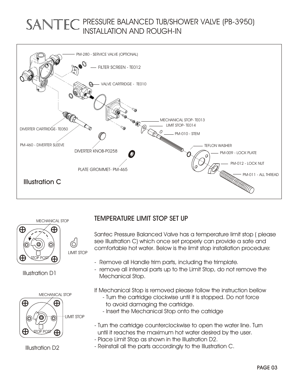 Temperature limit stop set up, Illustration c | Santec PB-3950 User Manual | Page 3 / 4