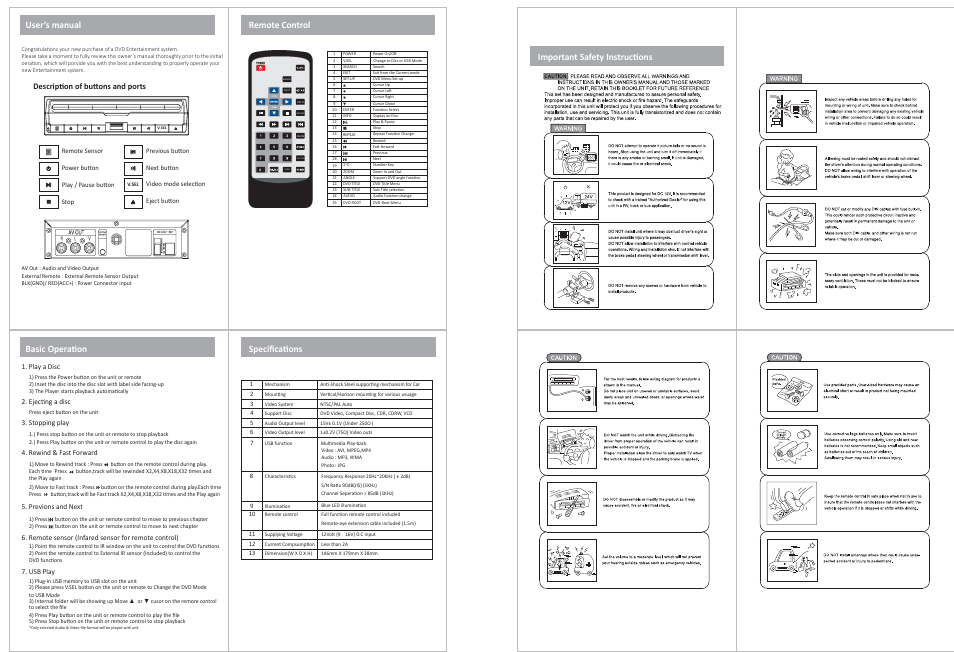 SAVV AVH-8080 User Manual | 1 page