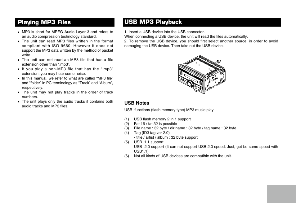 Playing mp3 files usb mp3 playback | SAVV AVH-DDM101P User Manual | Page 7 / 16