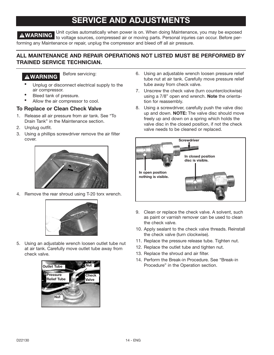 Service and adjustments | Craftsman 919.16778 User Manual | Page 14 / 36