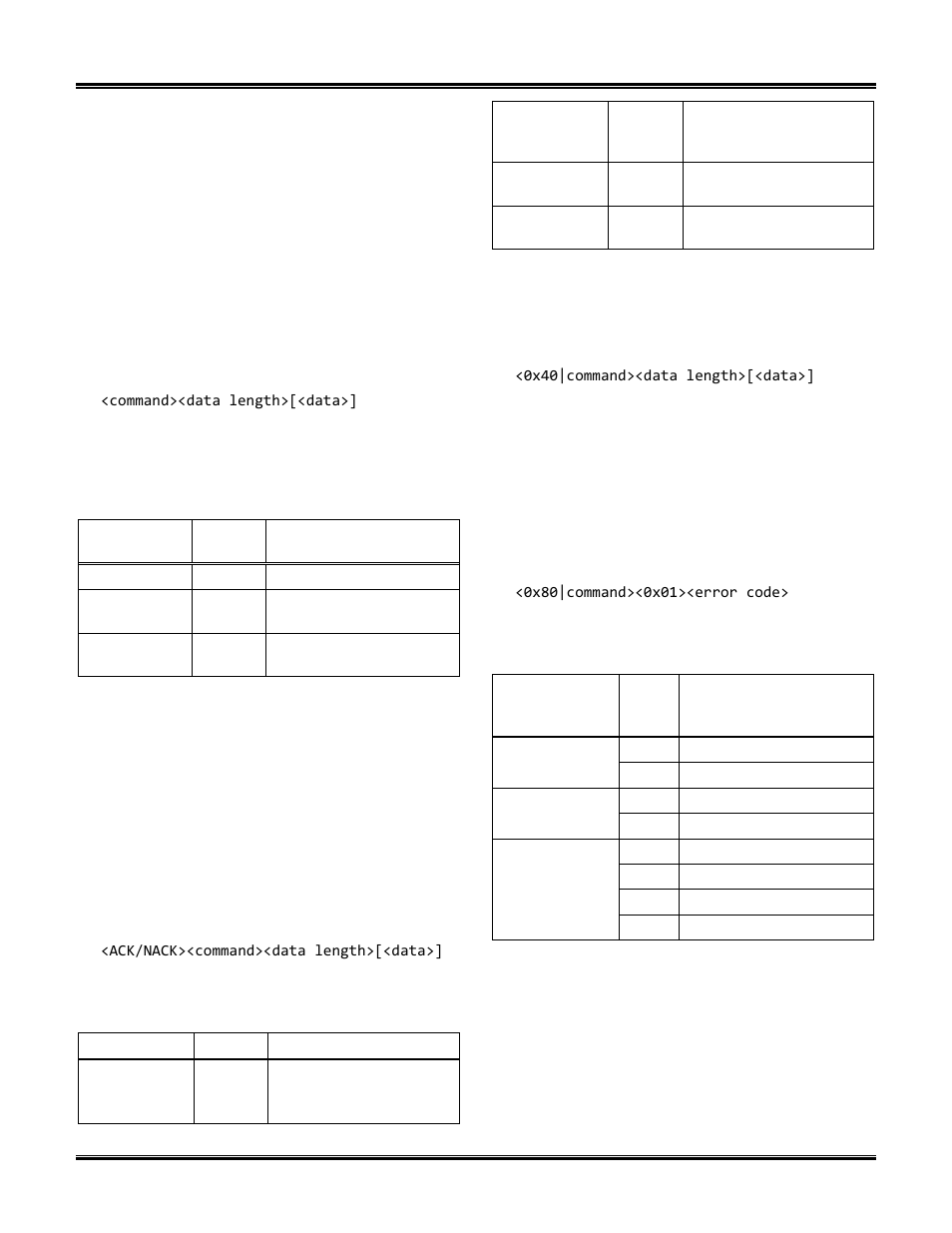 5 commands, 6 responses, 1 ack responses | 2 nack responses, 1 communication errors, Commands, Responses, Ack responses, Nack responses, Stn bootloader | ScanTool STN Bootloader User Manual | Page 5 / 12