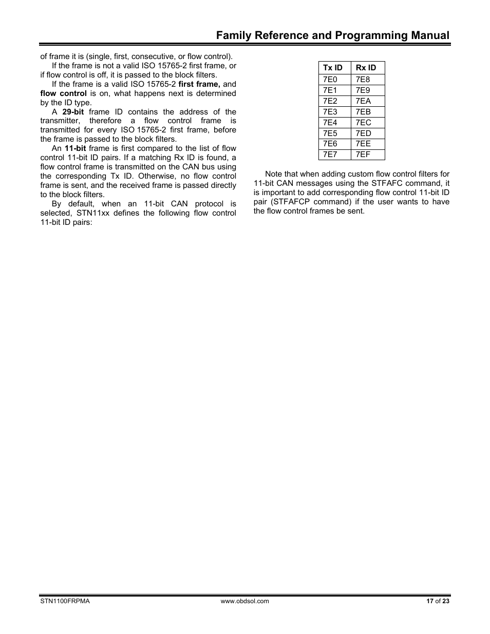 Family reference and programming manual | ScanTool STN1100 FRPM User Manual | Page 17 / 23