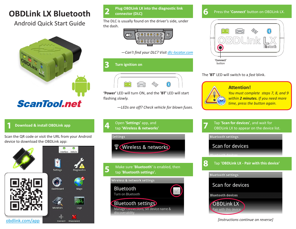 ScanTool LX OBDLink User Manual | 2 pages