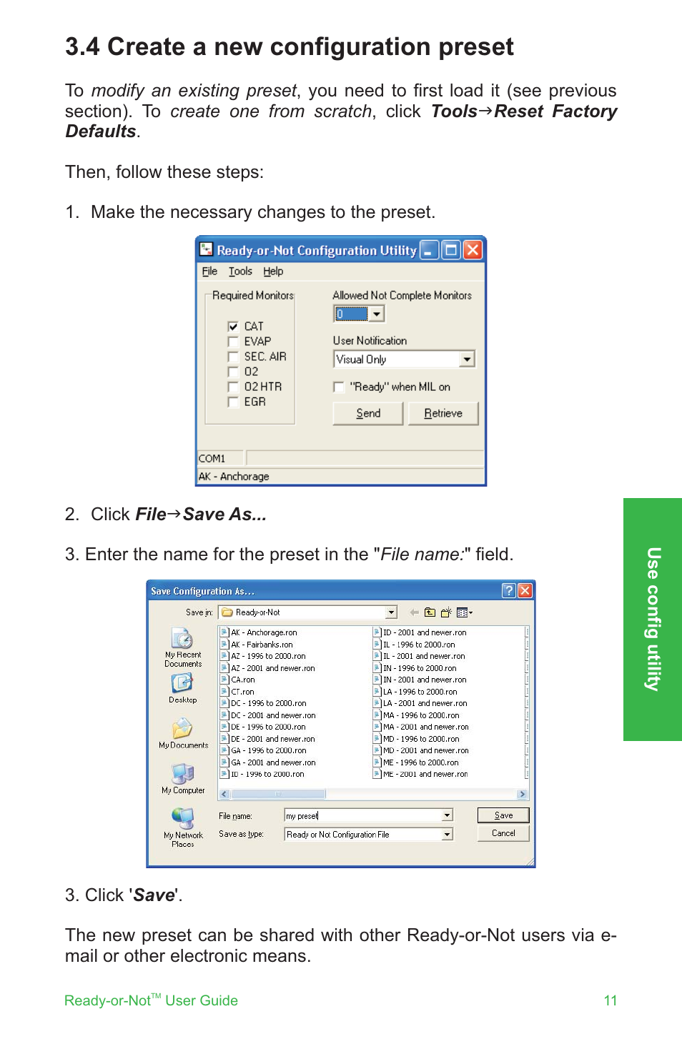 4 create a new configuration preset | ScanTool Ready-or-Not User Manual | Page 11 / 20