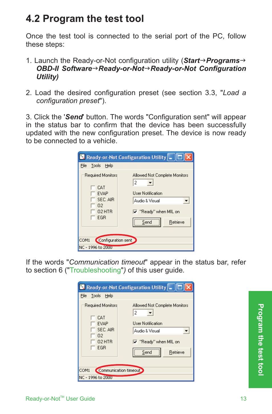 2 program the test tool | ScanTool Ready-or-Not User Manual | Page 13 / 20