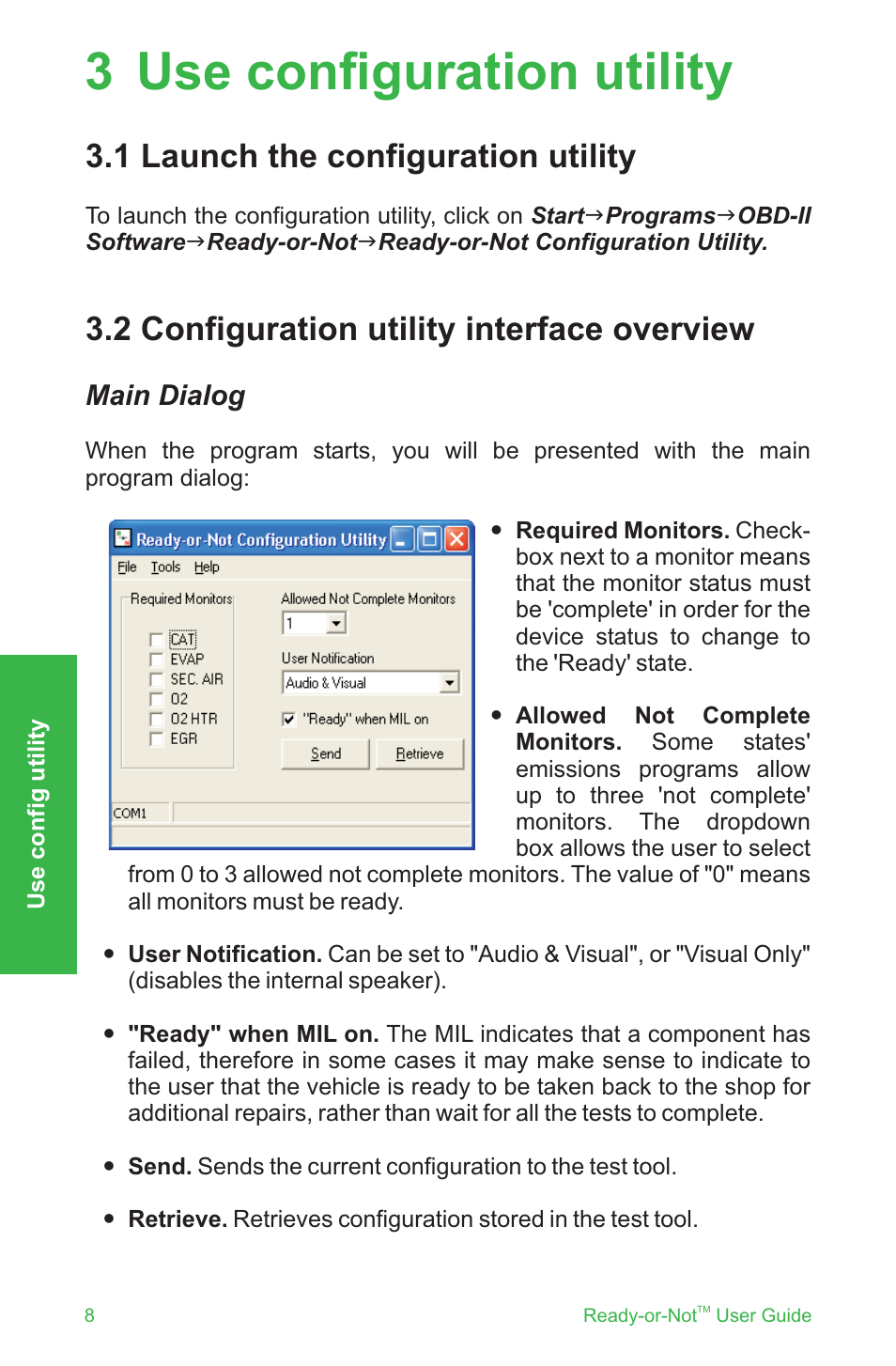 3 use configuration utility, Main dialog | ScanTool Ready-or-Not User Manual | Page 8 / 20