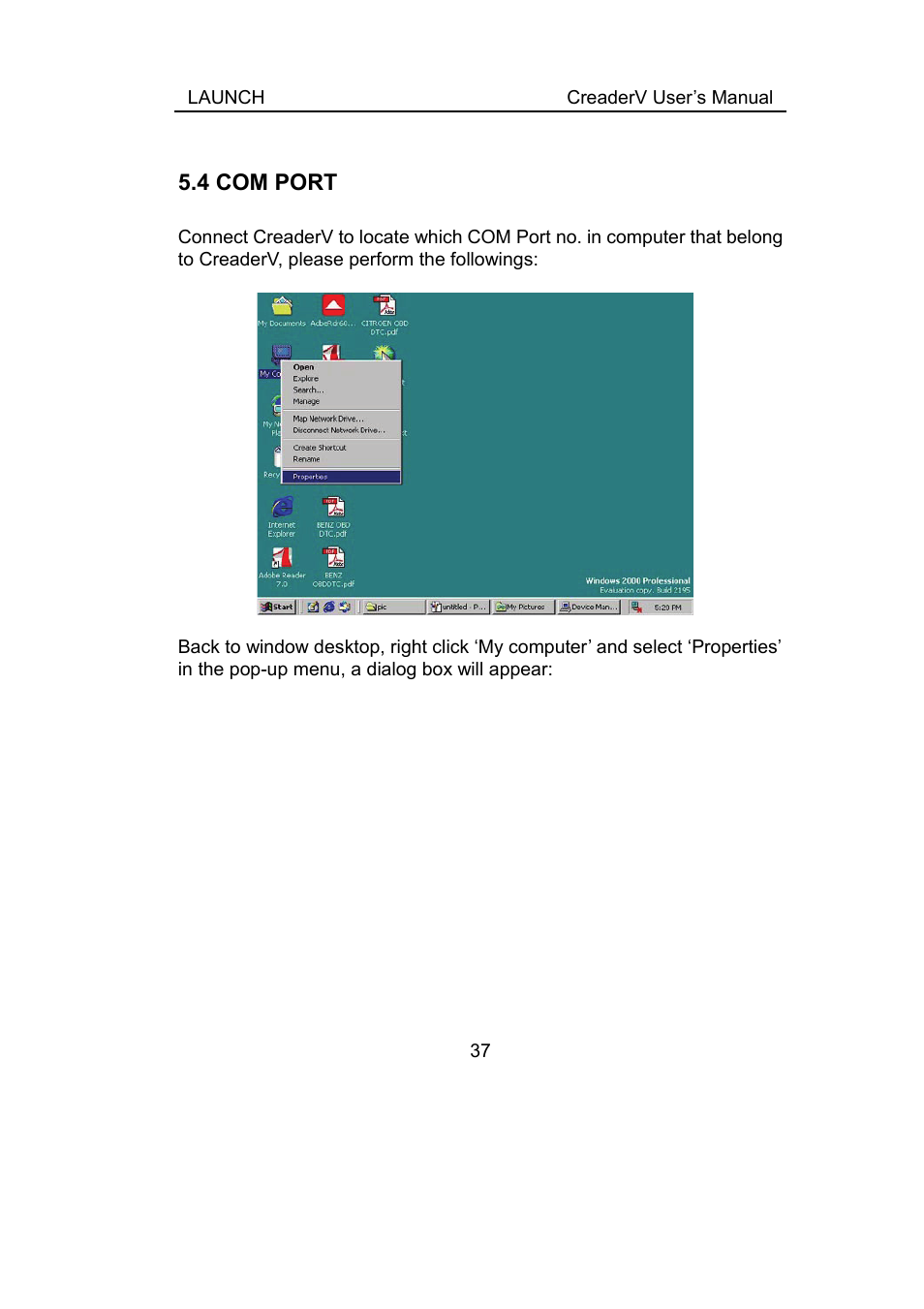 4 com port, Port | ScanTool Launch CReader User Manual | Page 43 / 47