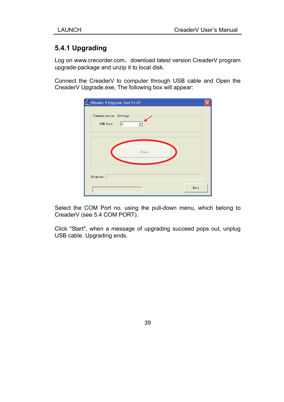 1 upgrading, Pgrading | ScanTool Launch CReader User Manual | Page 45 / 47