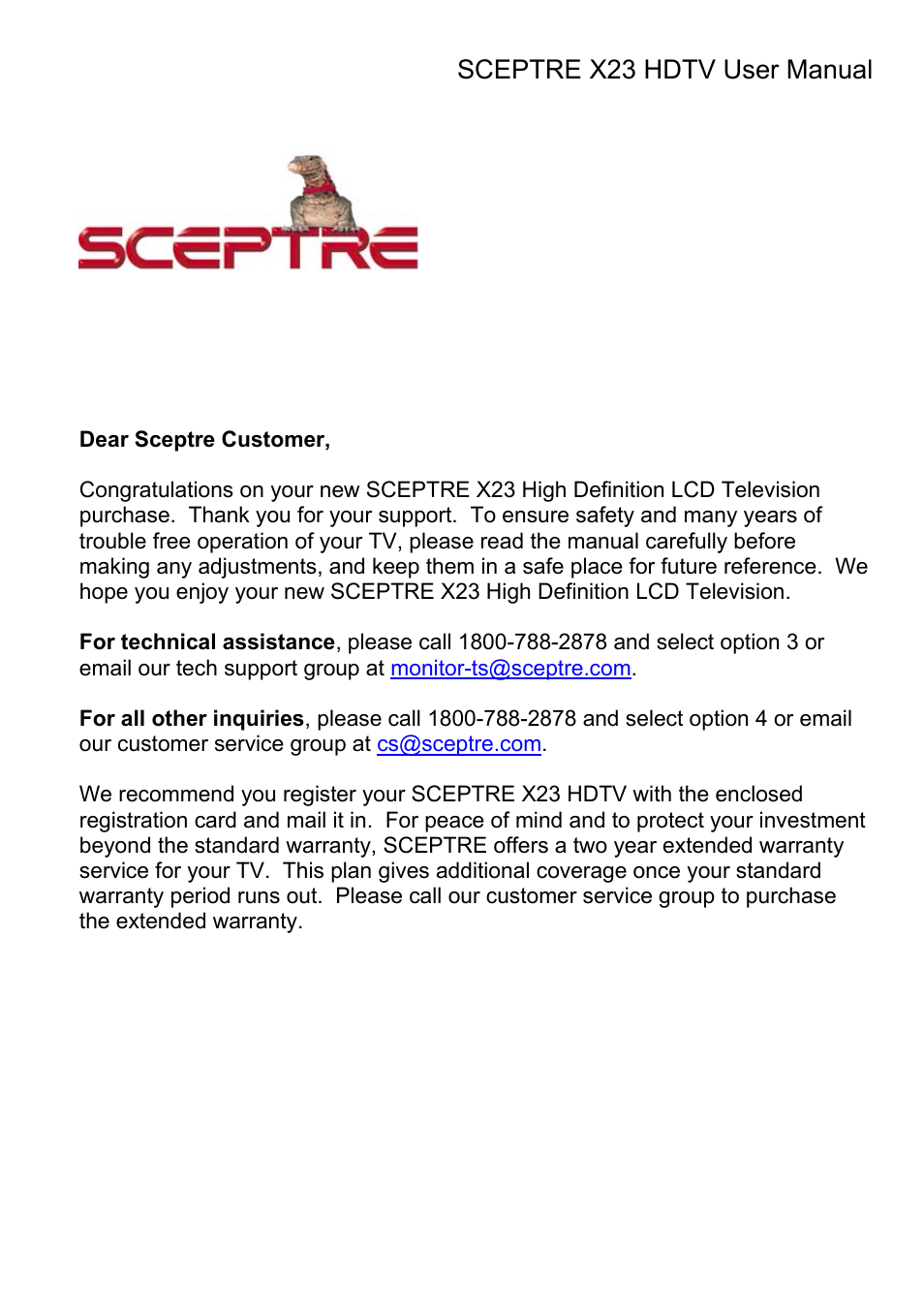 Sceptre X23RV-KOMODO User Manual | 111 pages