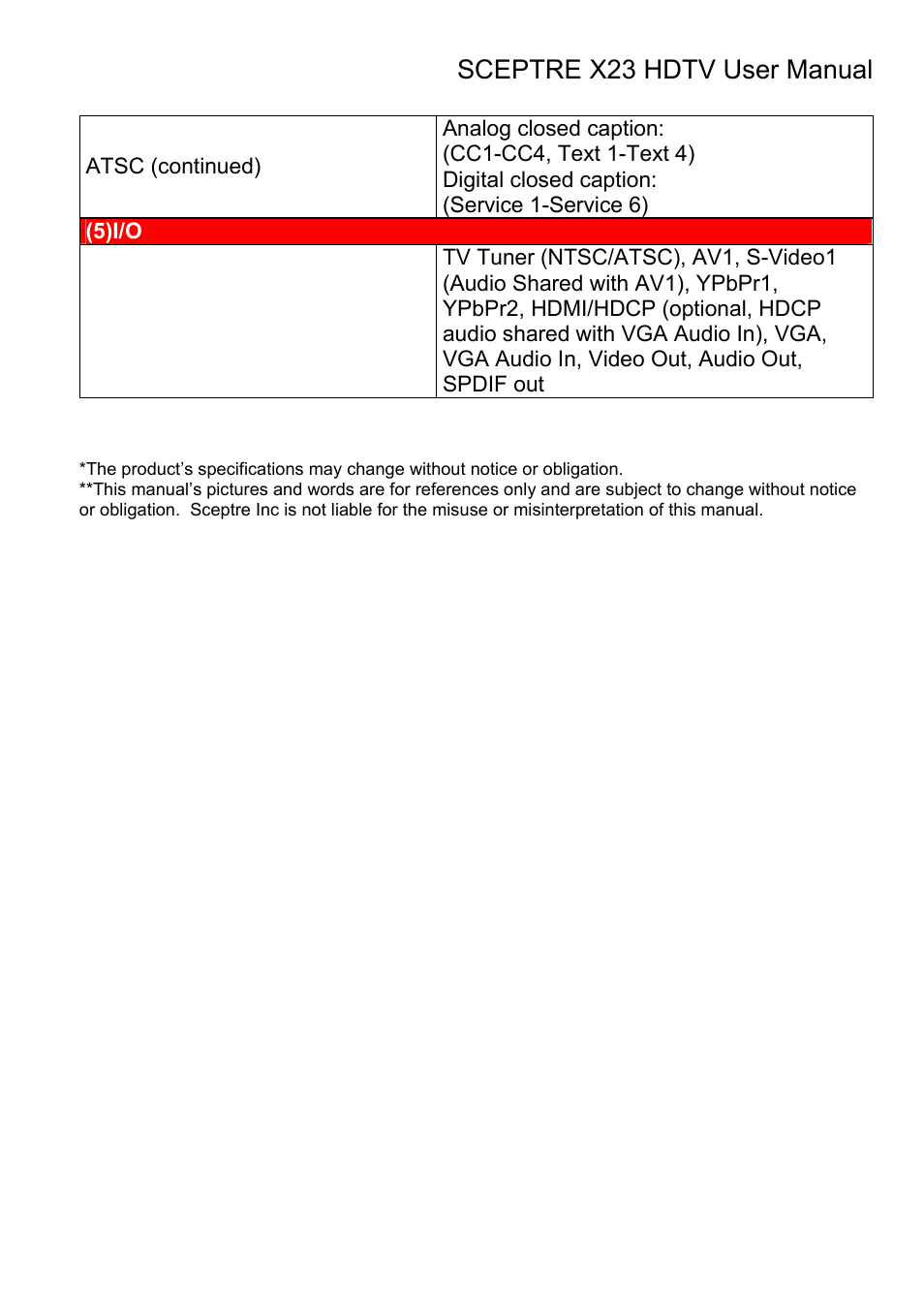 Sceptre X23RV-KOMODO User Manual | Page 107 / 111