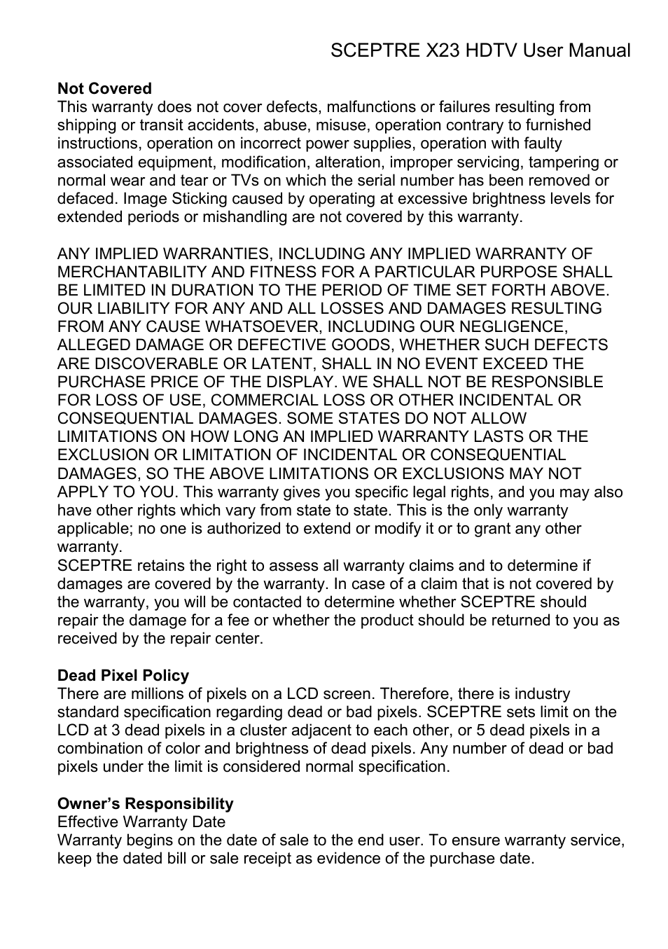 Sceptre X23RV-KOMODO User Manual | Page 109 / 111