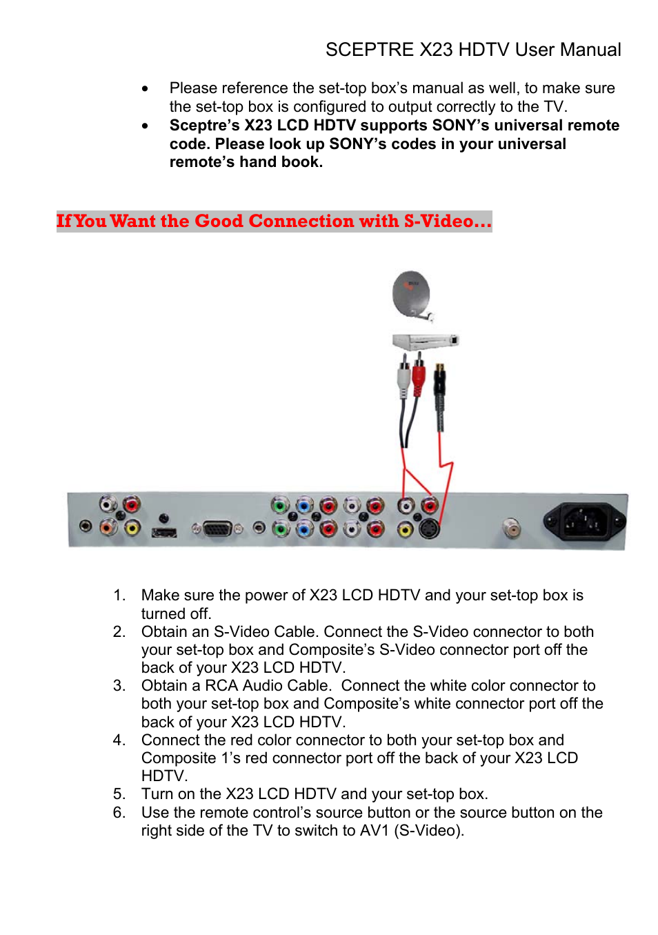 If you want the good connection with s-video | Sceptre X23RV-KOMODO User Manual | Page 35 / 111