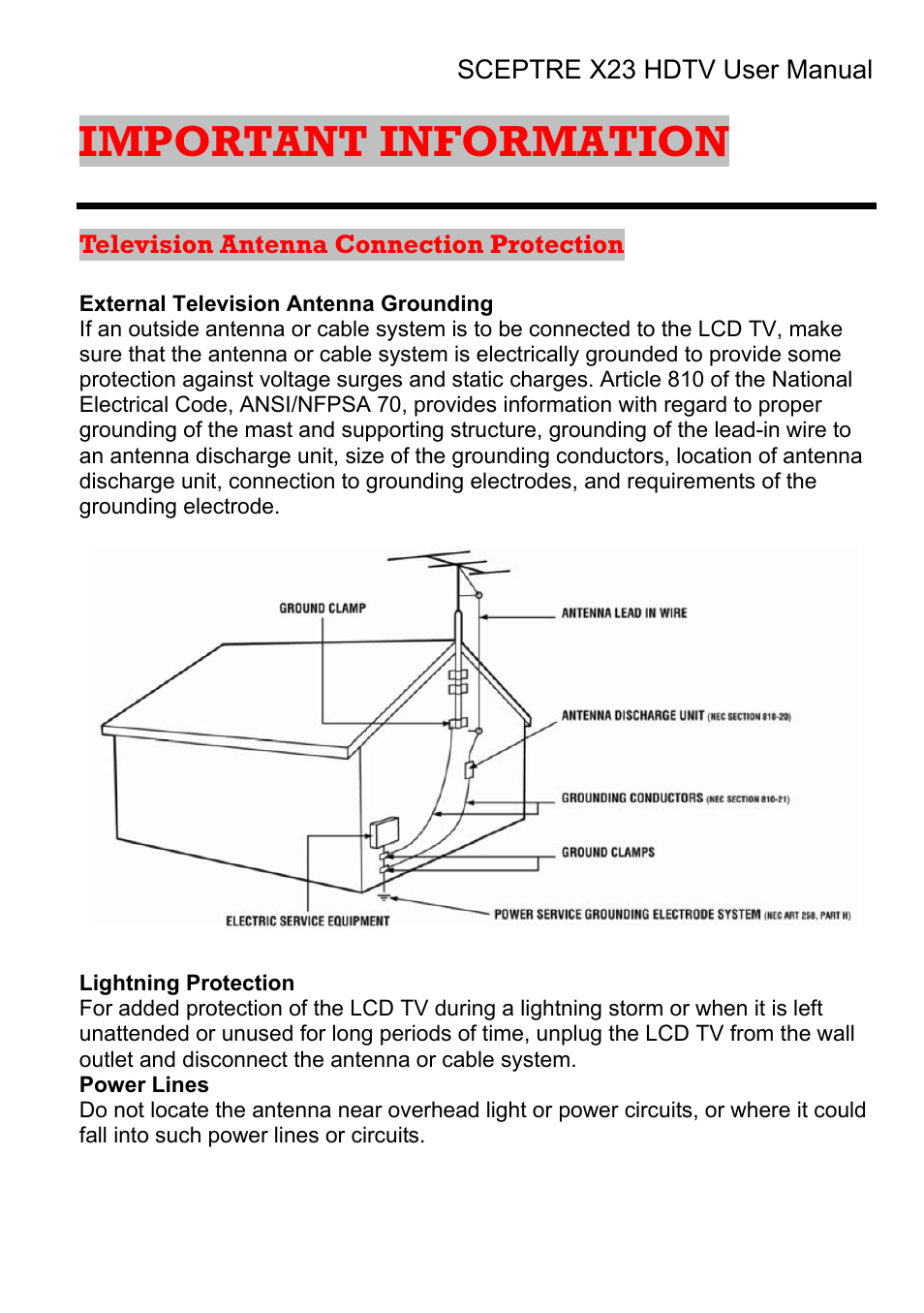 Important information | Sceptre X23RV-KOMODO User Manual | Page 5 / 111