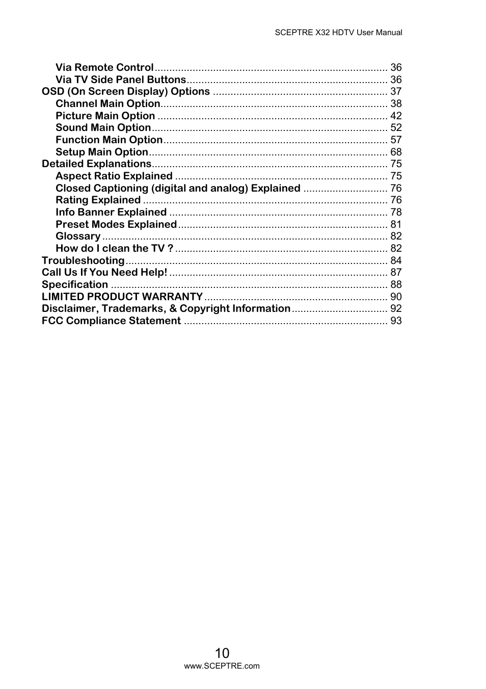 Sceptre X32BV-NAGA User Manual | Page 10 / 93