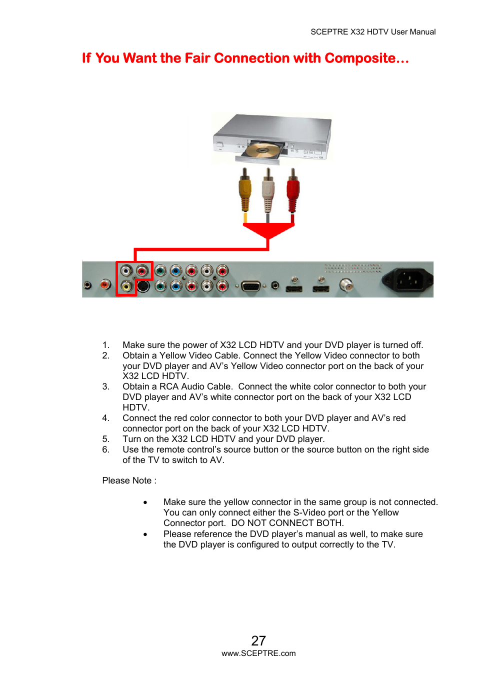 If you want the fair connection with composite | Sceptre X32BV-NAGA User Manual | Page 27 / 93