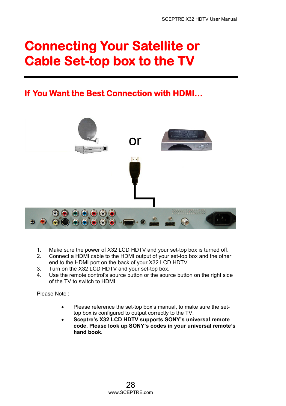 If you want the best connection with hdmi | Sceptre X32BV-NAGA User Manual | Page 28 / 93