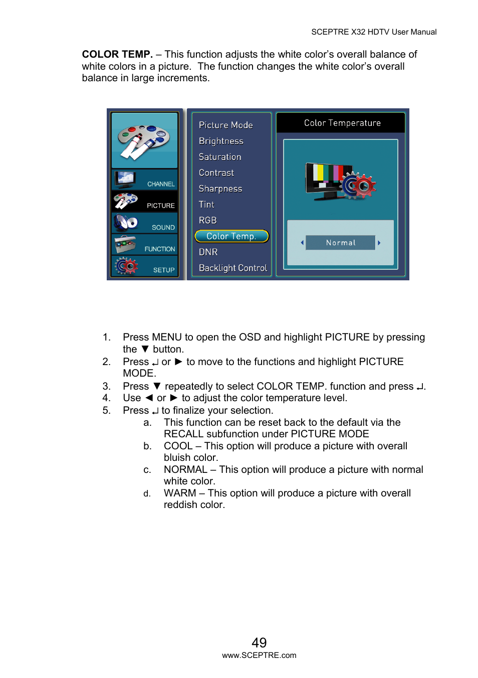 Sceptre X32BV-NAGA User Manual | Page 49 / 93