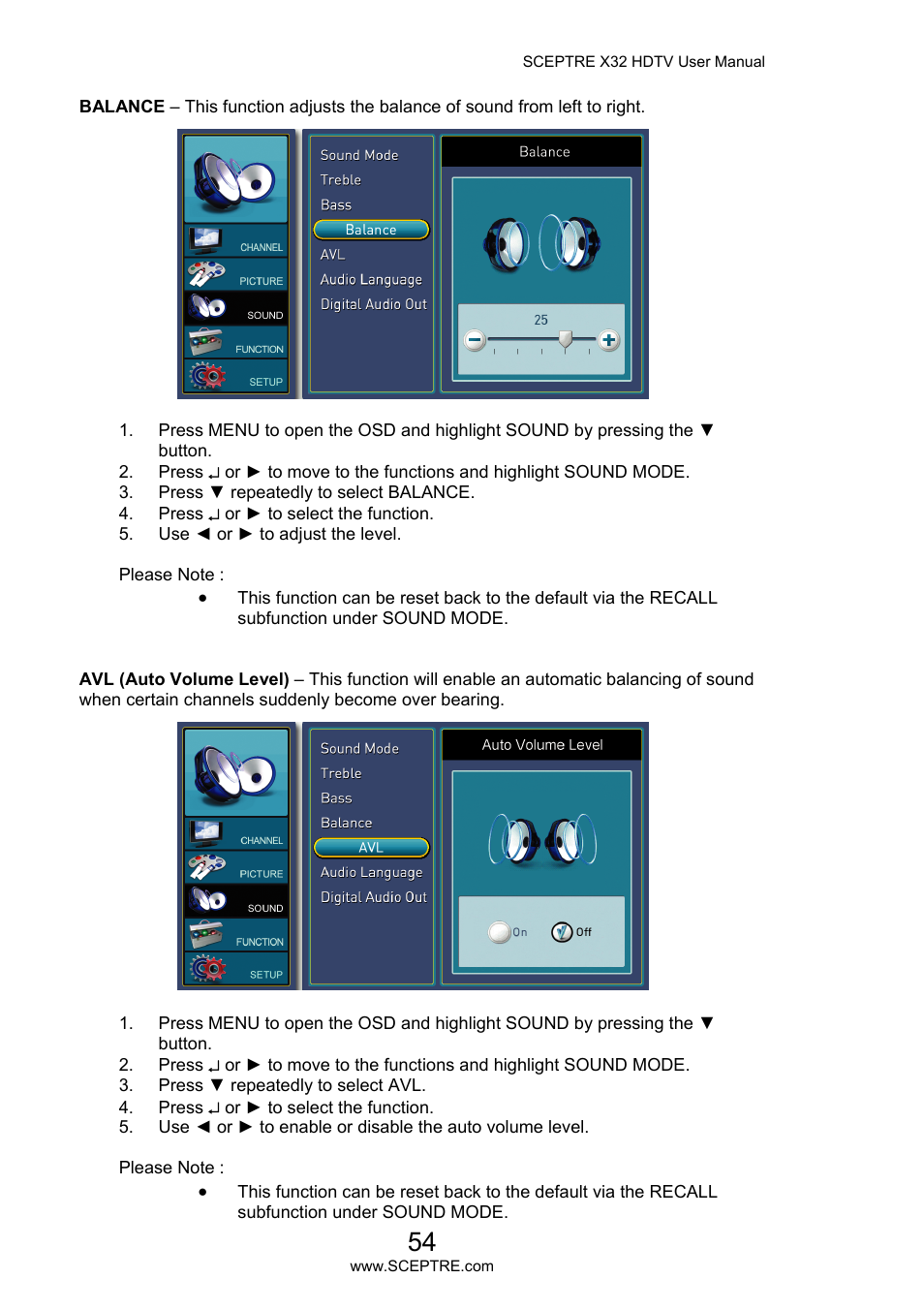 Sceptre X32BV-NAGA User Manual | Page 54 / 93