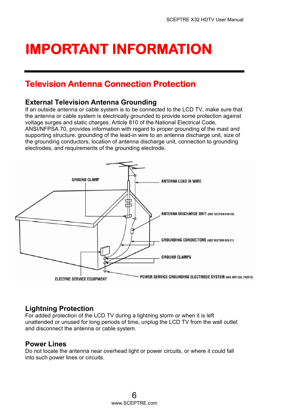 Important information | Sceptre X32BV-NAGA User Manual | Page 6 / 93