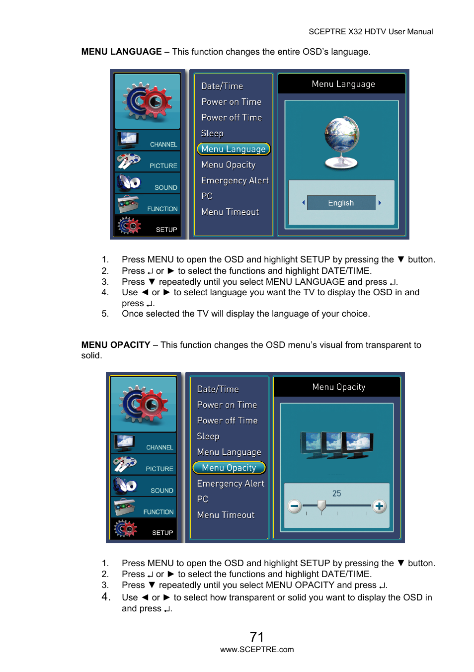 Sceptre X32BV-NAGA User Manual | Page 71 / 93