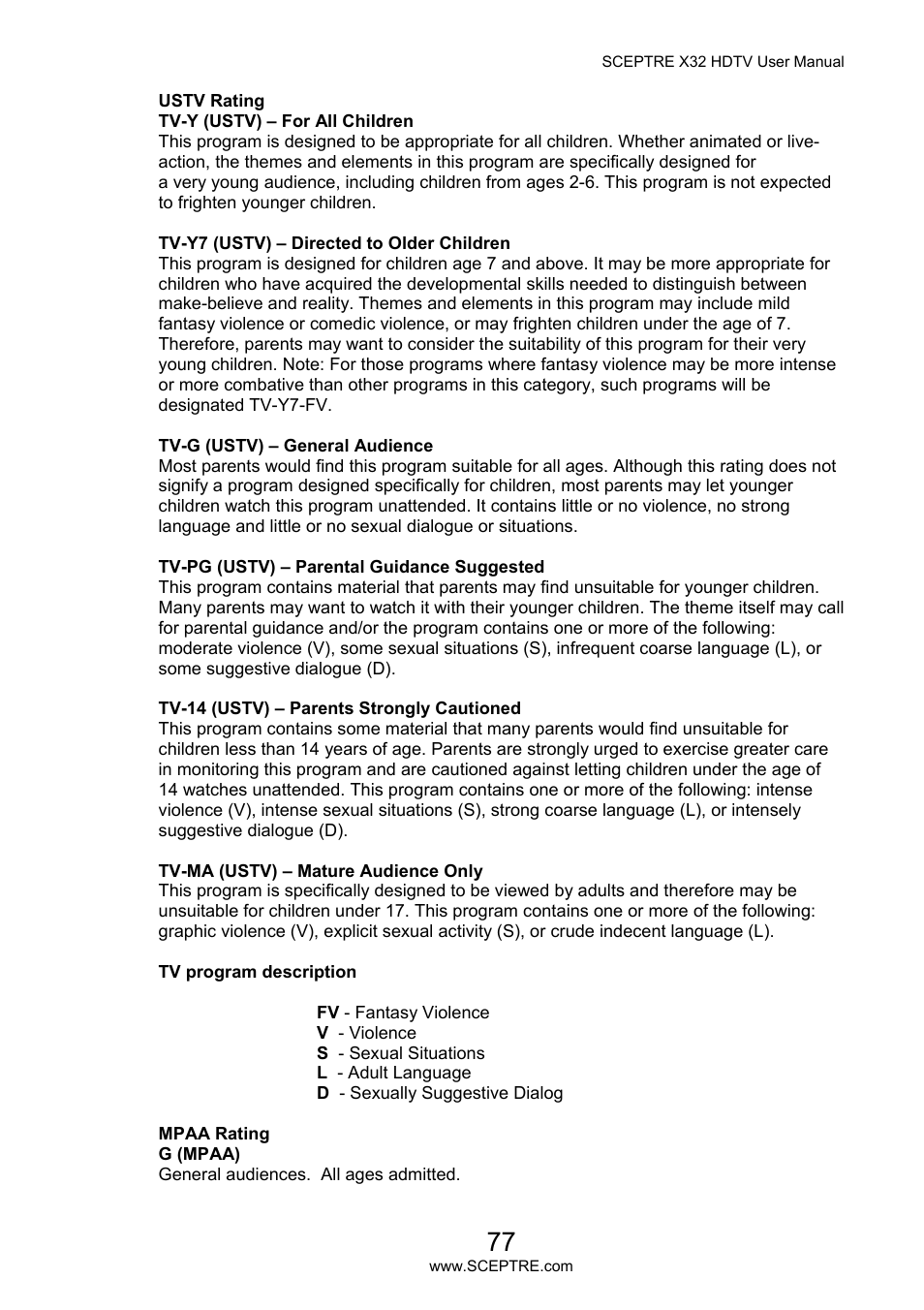 Sceptre X32BV-NAGA User Manual | Page 77 / 93