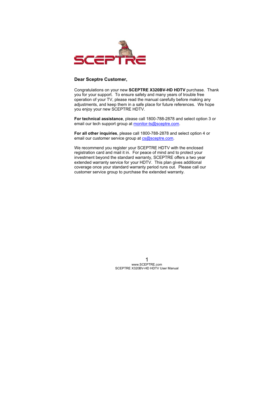 Sceptre X320BV-HD User Manual | 55 pages