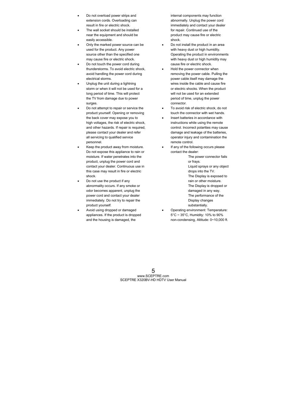 Sceptre X320BV-HD User Manual | Page 5 / 55