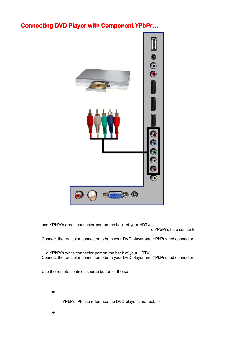 Connecting dvd player with component ypbpr | Sceptre X325BV-FHDU User Manual | Page 18 / 52