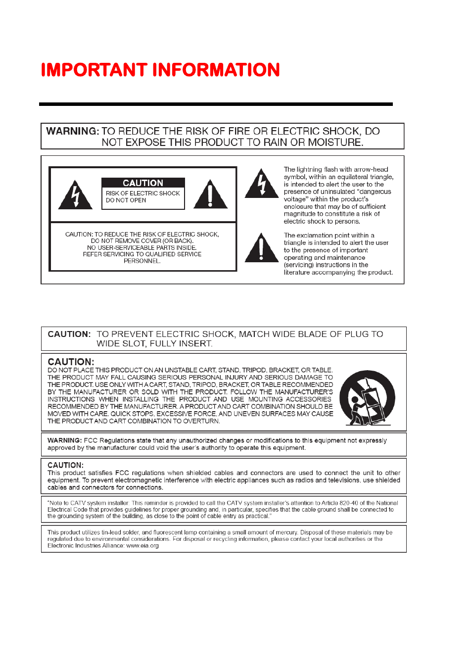 Important information | Sceptre X325BV-FHDU User Manual | Page 2 / 52