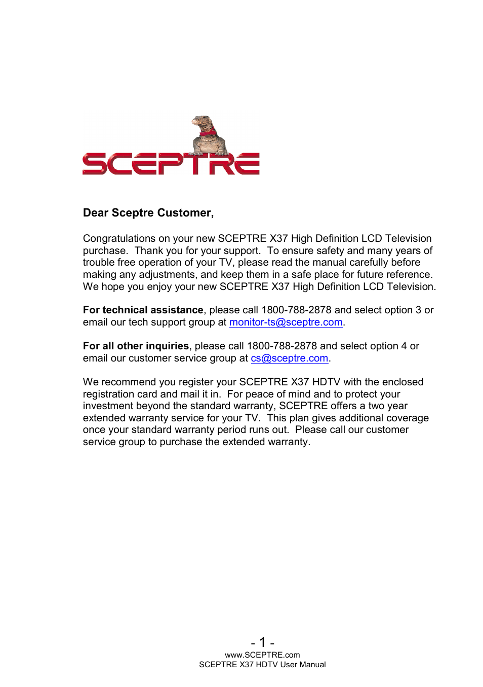 Sceptre X370BV-HD User Manual | 47 pages