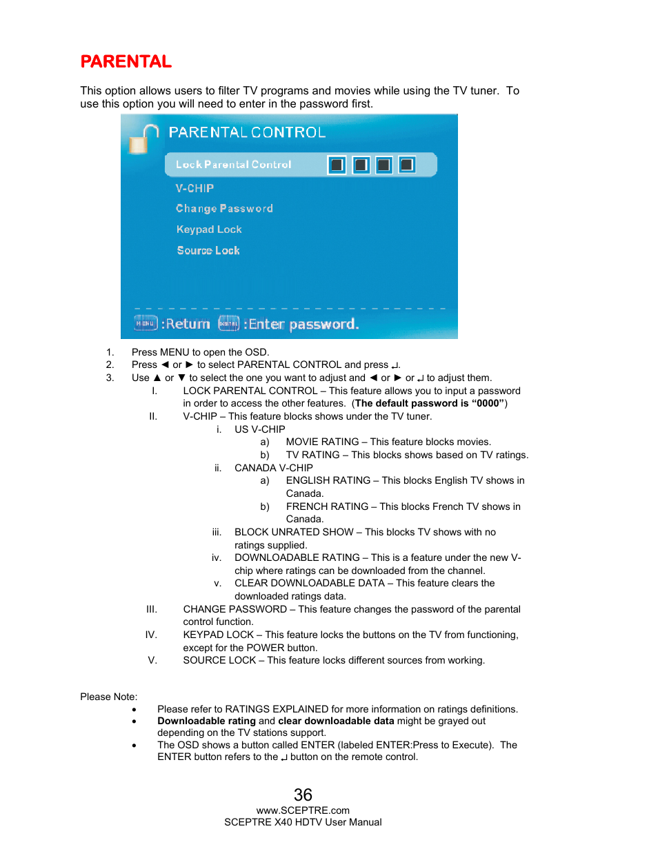 Parental | Sceptre X402BV-FHD User Manual | Page 36 / 56