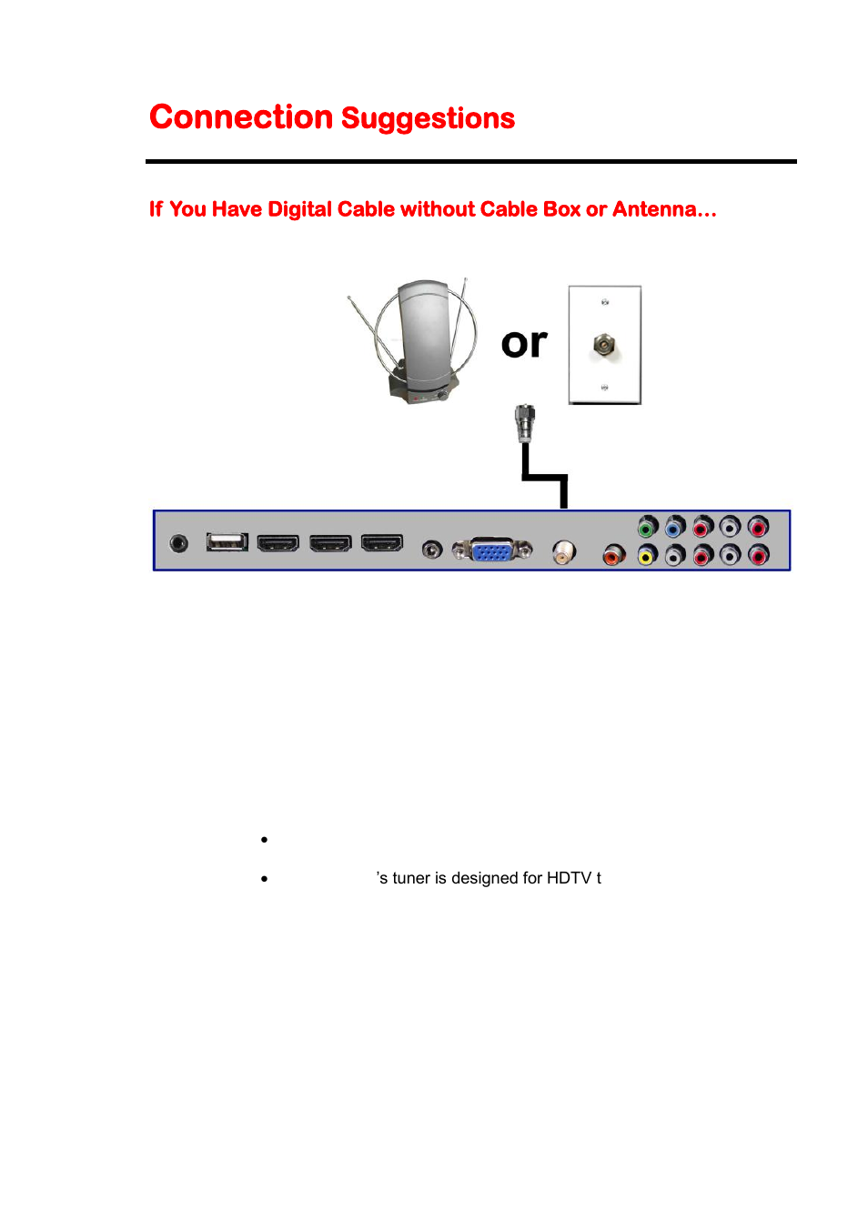 Connection suggestions, Connection, Suggestions | Sceptre X405BV-FHD3 User Manual | Page 15 / 51