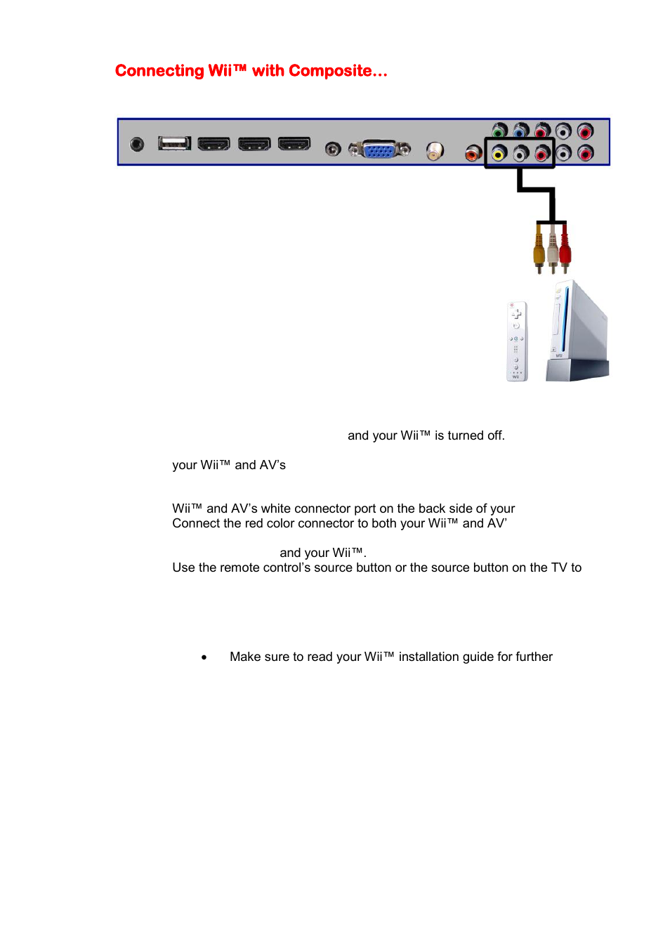 Connecting wii™ with composite | Sceptre X405BV-FHD3 User Manual | Page 17 / 51