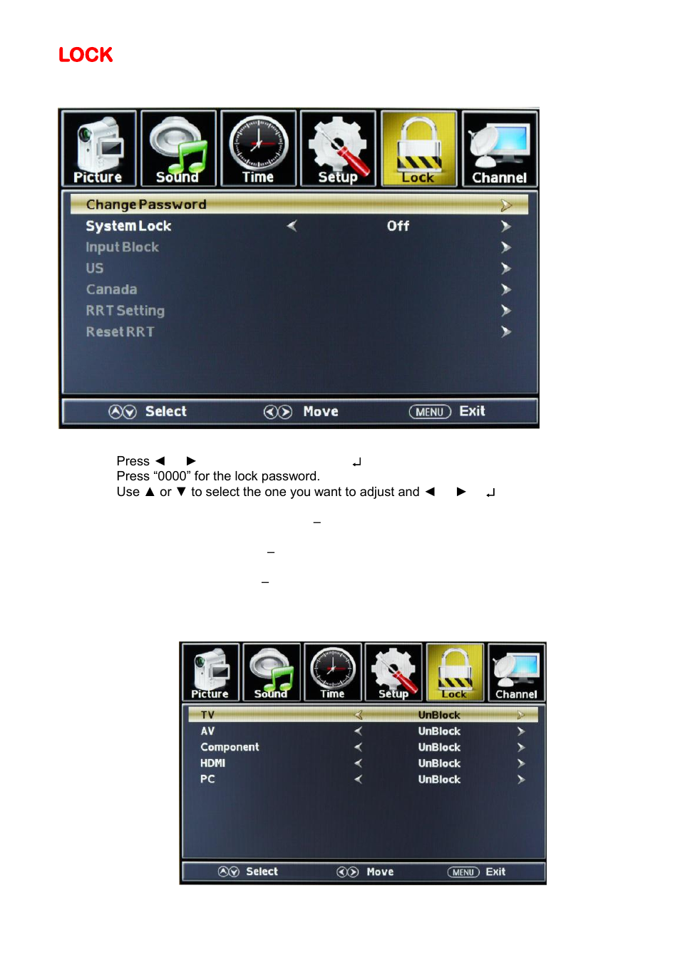 Lock | Sceptre X405BV-FHD3 User Manual | Page 32 / 51