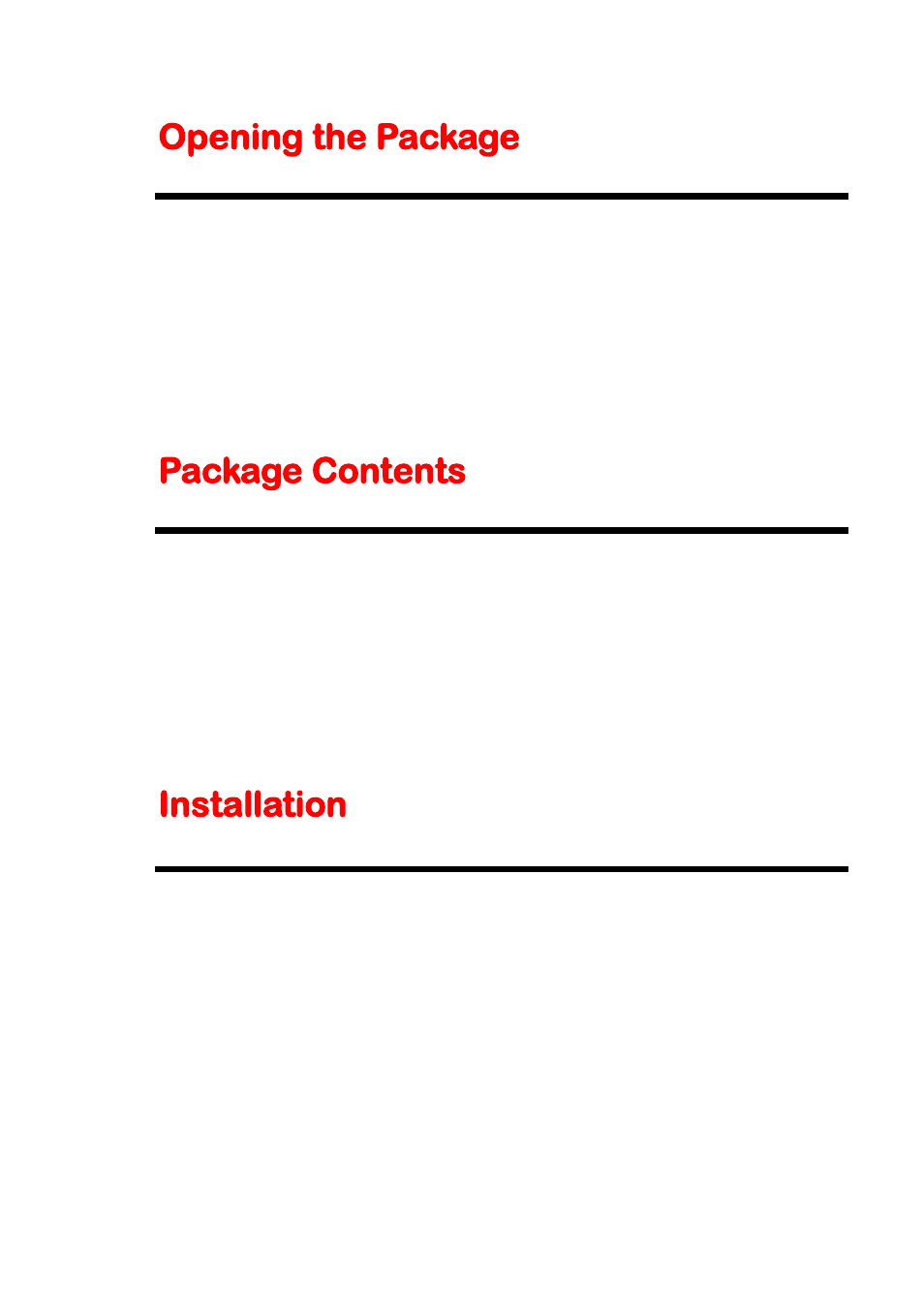 Opening the package, Package contents, Installation | Sceptre X405BV-FHD3 User Manual | Page 7 / 51