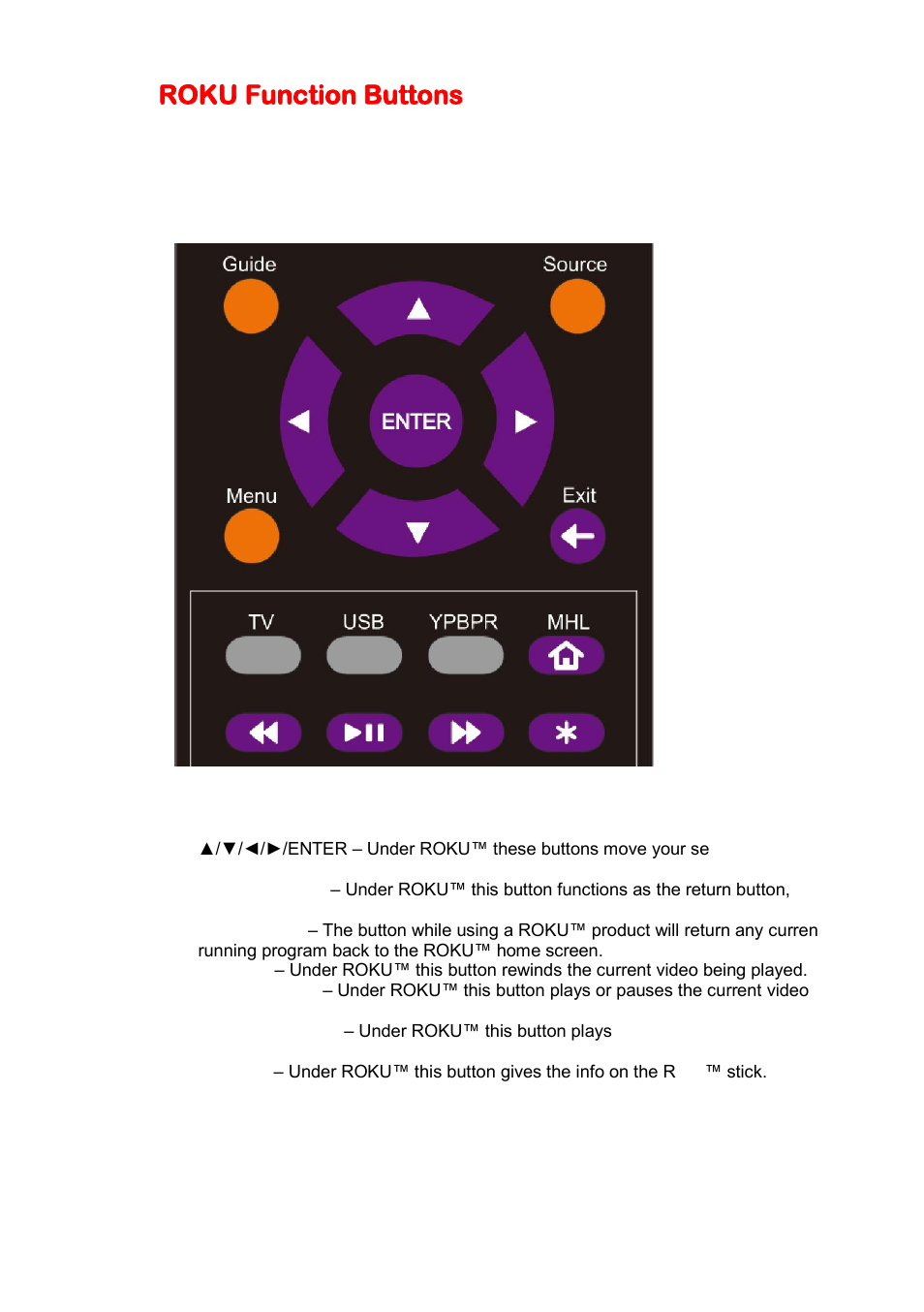 Roku function buttons | Sceptre X405BV-FMDU User Manual | Page 45 / 56