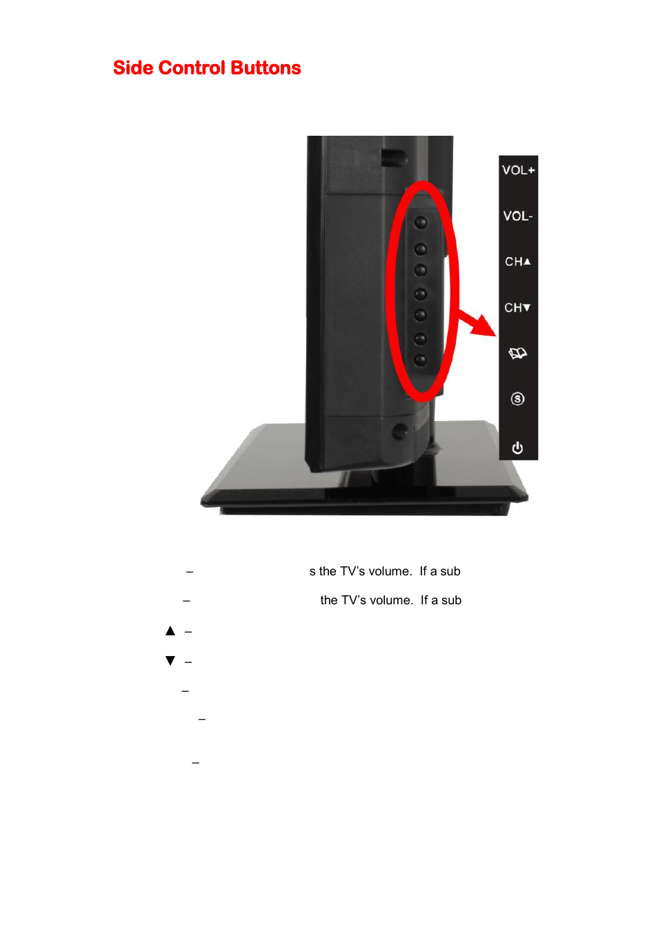 Side control buttons | Sceptre X409BV-FHDU User Manual | Page 11 / 52